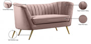 Margo 65" Velvet Upholstered Loveseat in Pink - 622Pink-L