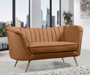 Margo 65" Velvet Upholstered Loveseat in Saddle - 622Saddle-L