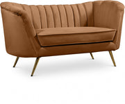 Margo 65" Velvet Upholstered Loveseat in Saddle - 622Saddle-L