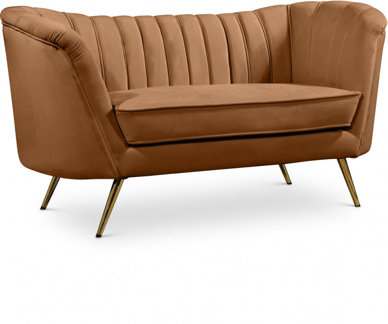 Margo 65" Velvet Upholstered Loveseat in Saddle - 622Saddle-L