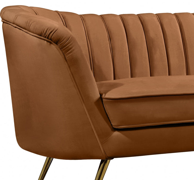 Margo 65" Velvet Upholstered Loveseat in Saddle - 622Saddle-L