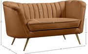 Margo 65" Velvet Upholstered Loveseat in Saddle - 622Saddle-L