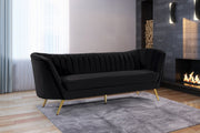Margo 88" Velvet Upholstered Sofa in Black - 622Black-S