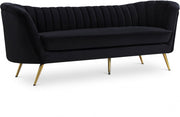 Margo 88" Velvet Upholstered Sofa in Black - 622Black-S