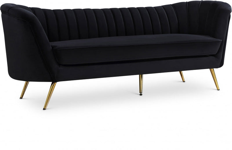 Margo 88" Velvet Upholstered Sofa in Black - 622Black-S