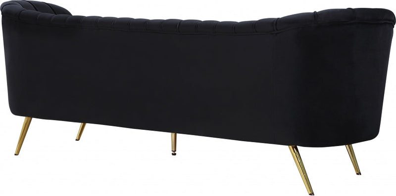 Margo 88" Velvet Upholstered Sofa in Black - 622Black-S