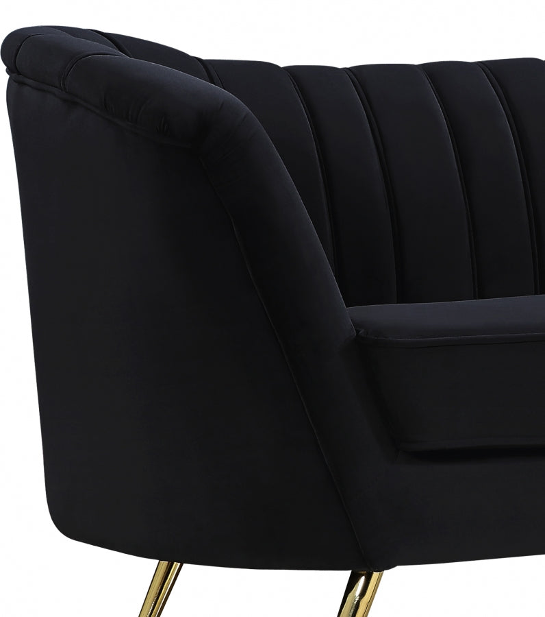 Margo 88" Velvet Upholstered Sofa in Black - 622Black-S