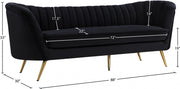 Margo 88" Velvet Upholstered Sofa in Black - 622Black-S