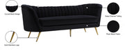 Margo 88" Velvet Upholstered Sofa in Black - 622Black-S