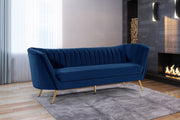 Margo 88" Velvet Upholstered Sofa in Blue - 622Navy-S