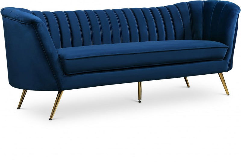 Margo 88" Velvet Upholstered Sofa in Blue - 622Navy-S