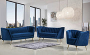 Margo 88" Velvet Upholstered Sofa in Blue - 622Navy-S