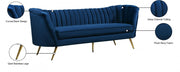 Margo 88" Velvet Upholstered Sofa in Blue - 622Navy-S