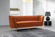 Margo 88" Velvet Upholstered Sofa in Cognac - 622Cognac-S