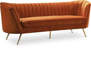 Margo 88" Velvet Upholstered Sofa in Cognac - 622Cognac-S