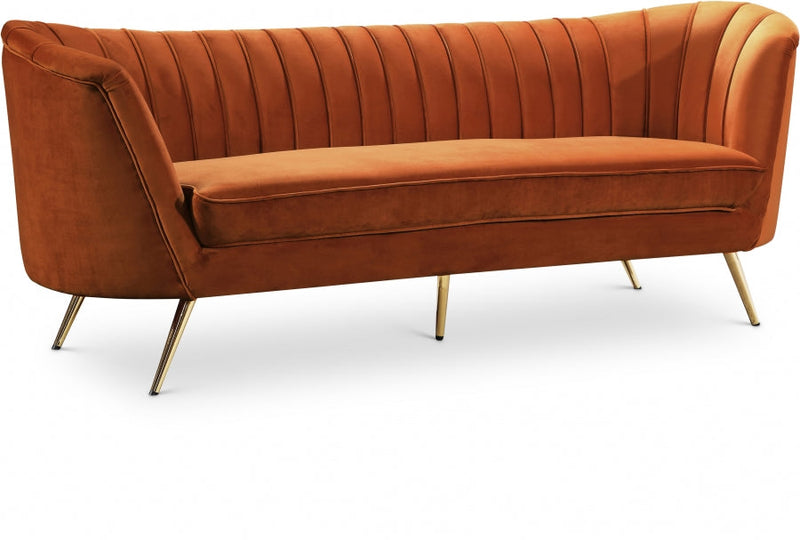 Margo 88" Velvet Upholstered Sofa in Cognac - 622Cognac-S
