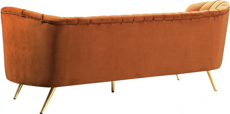 Margo 88" Velvet Upholstered Sofa in Cognac - 622Cognac-S