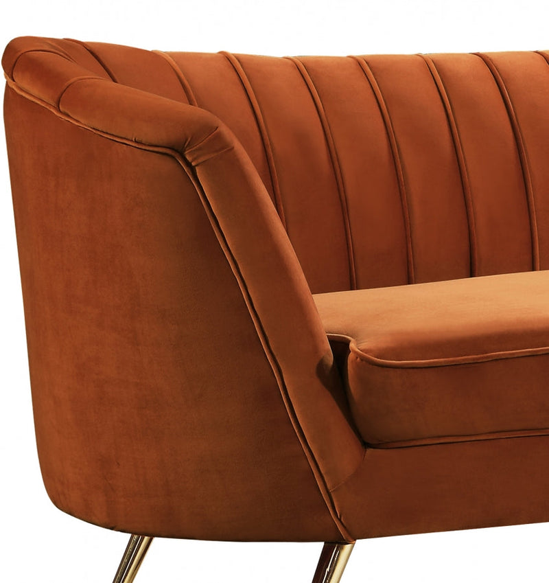 Margo 88" Velvet Upholstered Sofa in Cognac - 622Cognac-S