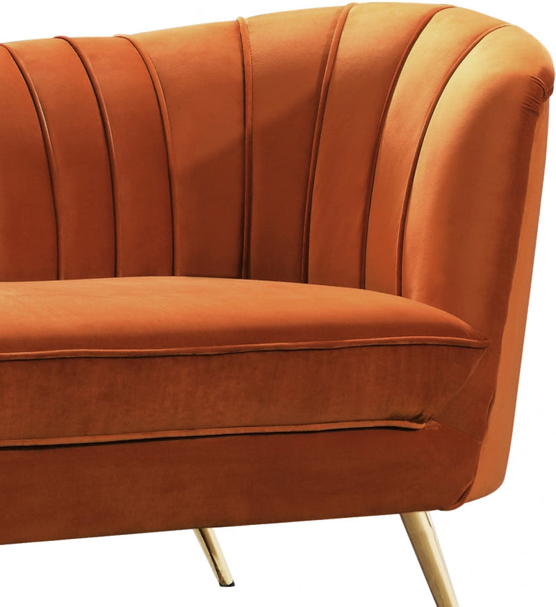 Margo 88" Velvet Upholstered Sofa in Cognac - 622Cognac-S