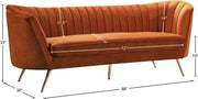 Margo 88" Velvet Upholstered Sofa in Cognac - 622Cognac-S