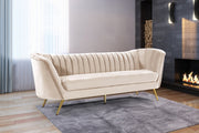 Margo 88" Velvet Upholstered Sofa in Cream - 622Cream-S