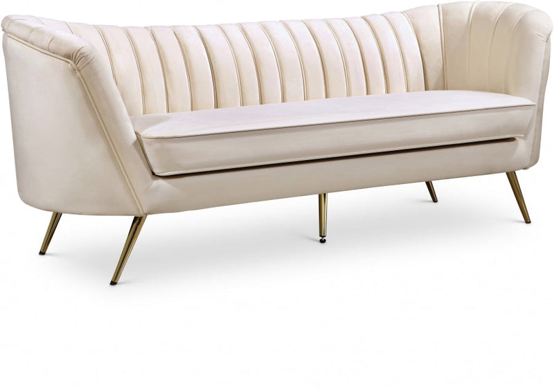 Margo 88" Velvet Upholstered Sofa in Cream - 622Cream-S