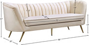 Margo 88" Velvet Upholstered Sofa in Cream - 622Cream-S