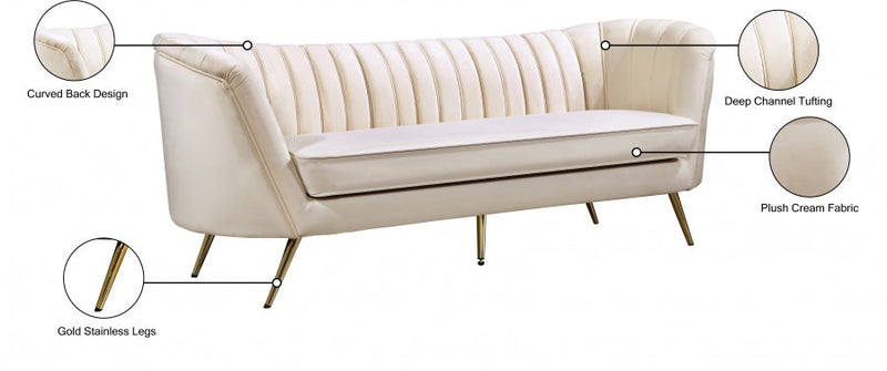 Margo 88" Velvet Upholstered Sofa in Cream - 622Cream-S