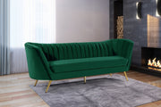 Margo 88" Velvet Upholstered Sofa in Green - 622Green-S
