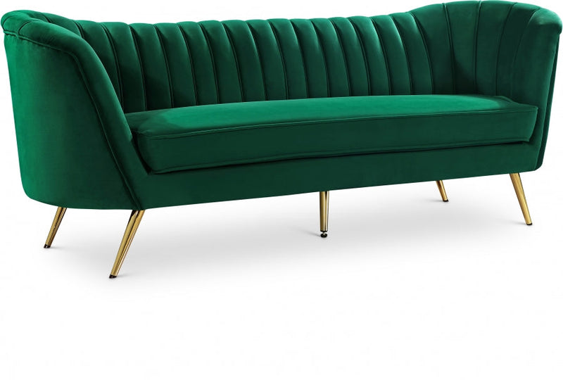 Margo 88" Velvet Upholstered Sofa in Green - 622Green-S
