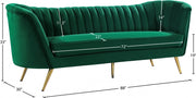Margo 88" Velvet Upholstered Sofa in Green - 622Green-S
