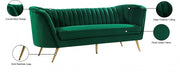 Margo 88" Velvet Upholstered Sofa in Green - 622Green-S