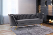 Margo 88" Velvet Upholstered Sofa in Grey - 622Grey-S