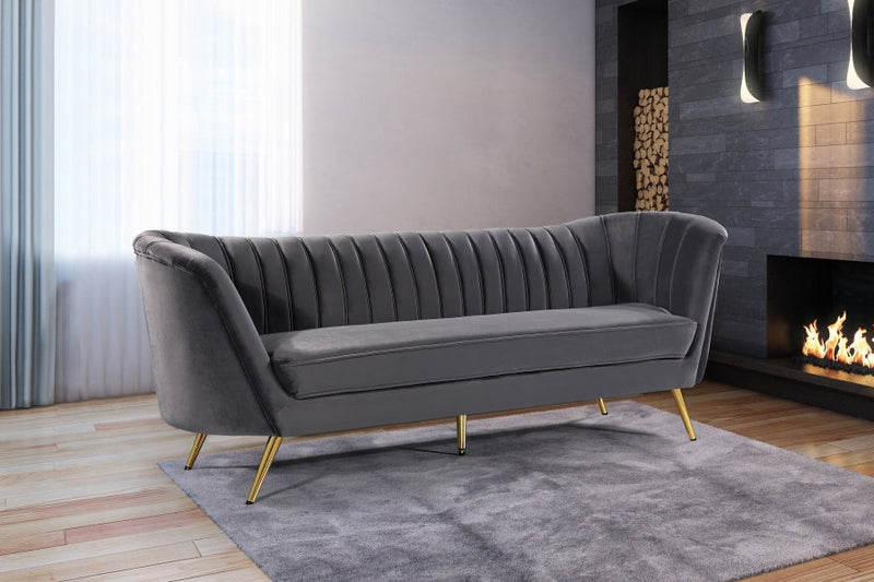Margo 88" Velvet Upholstered Sofa in Grey - 622Grey-S