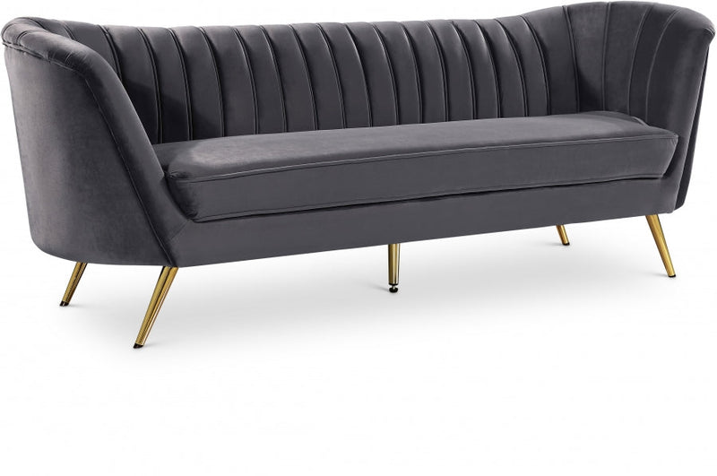 Margo 88" Velvet Upholstered Sofa in Grey - 622Grey-S