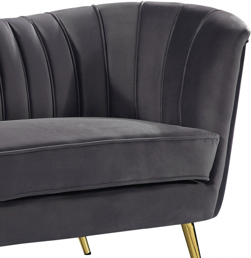Margo 88" Velvet Upholstered Sofa in Grey - 622Grey-S