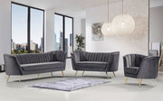 Margo 88" Velvet Upholstered Sofa in Grey - 622Grey-S