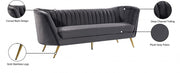 Margo 88" Velvet Upholstered Sofa in Grey - 622Grey-S