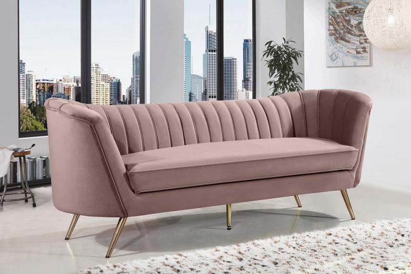 Margo 88" Velvet Upholstered Sofa in Pink - 622Pink-S