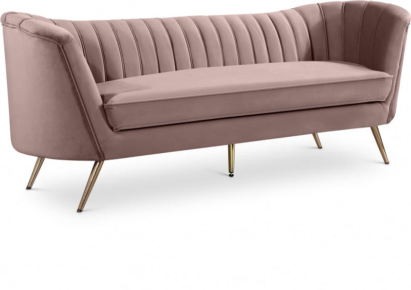 Margo 88" Velvet Upholstered Sofa in Pink - 622Pink-S