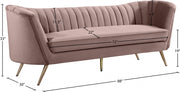 Margo 88" Velvet Upholstered Sofa in Pink - 622Pink-S
