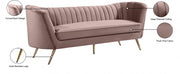 Margo 88" Velvet Upholstered Sofa in Pink - 622Pink-S