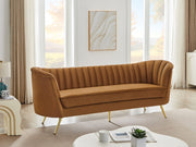 Margo 88" Velvet Upholstered Sofa in Saddle - 622Saddle-S