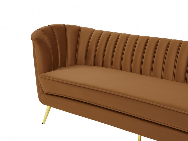 Margo 88" Velvet Upholstered Sofa in Saddle - 622Saddle-S