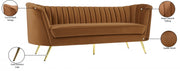 Margo 88" Velvet Upholstered Sofa in Saddle - 622Saddle-S