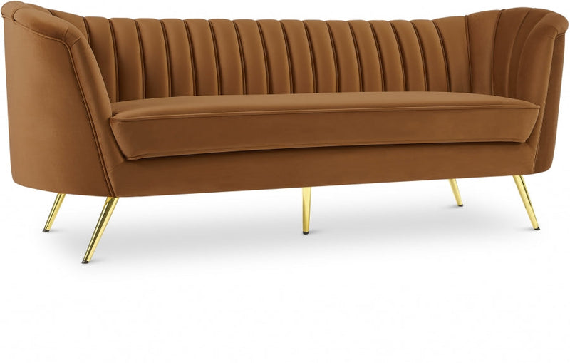 Margo 88" Velvet Upholstered Sofa in Saddle - 622Saddle-S