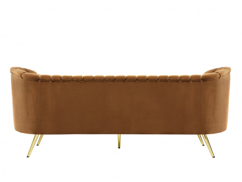 Margo 88" Velvet Upholstered Sofa in Saddle - 622Saddle-S