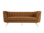 Margo 88" Velvet Upholstered Sofa in Saddle - 622Saddle-S