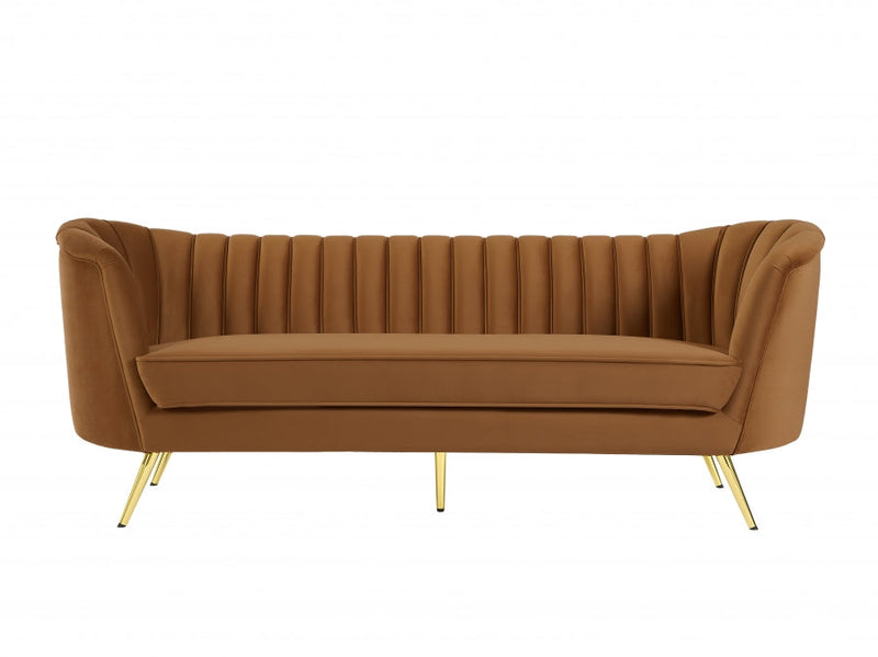 Margo 88" Velvet Upholstered Sofa in Saddle - 622Saddle-S