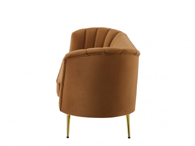 Margo 88" Velvet Upholstered Sofa in Saddle - 622Saddle-S